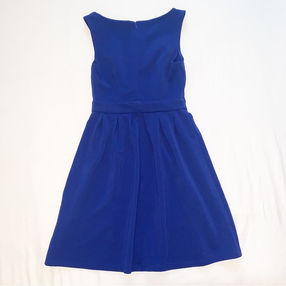 NWOT Blue Sleeveless A-line Dress with Bow and Scallop Neckline - Picture 2 of 6